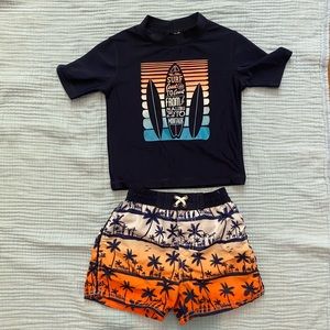 3/$30 Oshkosh Toddler Boy Rashguard&Swim-Truck Set